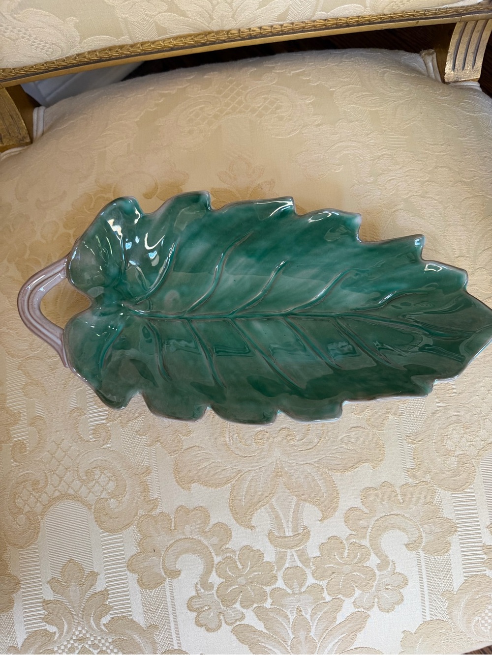 Green Ceramic Leaf Stangl Pottery Plate / Server Stangl